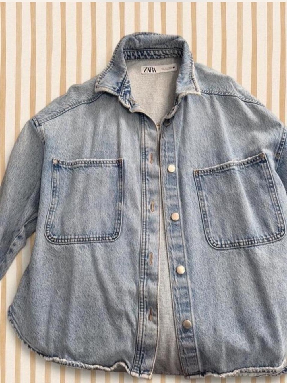 Zara Light Blue Washed Denim Shirt Jacket